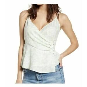 Leith Women's Floral Print Wrap Camisole Blouse Green 1X MSRP $45